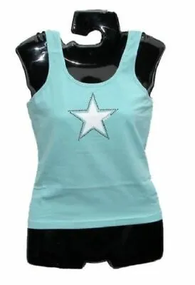 £7.99 • Buy Roxy Woman's Halter Neck Top Vest Tee T Shirt Turquoise Blue Star Uk 8-10 Bn