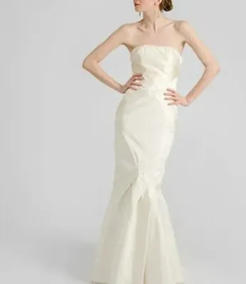 Nicole Miller Silk Floral Embroidery Wedding Bridal Gown Dress 12   • $199.50