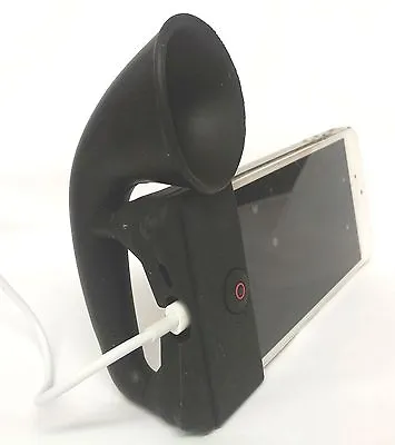 BLACK Portable Silicone Horn Amplifier Loud Speaker Desk Stand Apple IPhone 5 5S • £9.99