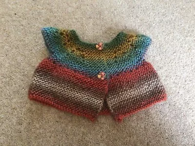 Handknitted Rainbow  Waistcoat Sleeveless Cardigan . 0-3 Months • £8.90