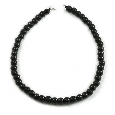 Men/Women/Unisex Black Wood Beaded Chunky Necklace - 70cm Long/15mm Diameter • £12.90