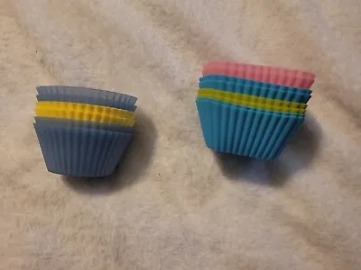 $3 • Buy Reusable 14 Count Non-stick Silicone Cupcake Liners Muffin Cups Square & Round