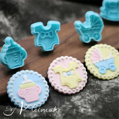 £4.46 • Buy 4pcs Cutter Mould Fondant Biscuit Mold Cookies Plunger Baby Shower Clothes Cake