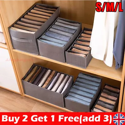 £4.59 • Buy Clothes Drawer Organiser Divider For Wardrobe Closet Foldable Jeans Storage Box❥