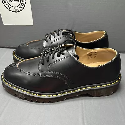 Dr Martens 2046 Derby Black VINTAGE SMOOTH LEATHER OXFORD Men Sz 8 Women Sz 9 • $149.99