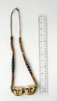 Vintage Nagaland Tribal Warrior Head Hunter Amulet Necklace (2 Heads) • $100