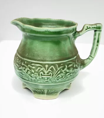 Vintage Mt. Mount Clemens Pottery Green Vouge Milk Jug Pitcher • $19