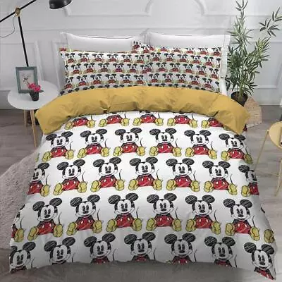 Cartoon Mickey Mouse Quilt Duvet Cover Set Bedroom Decor Soft Home Textiles • $77.99