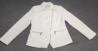 Chico's Jacket Women's 0 Or Small Cream Waffle Weave Asymmetrical Office Work • $15