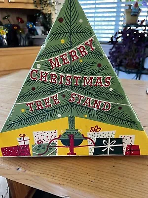 $10 • Buy Vintage 1950’s Bowl Shaped Green&Red Christmas Tree Stand 3-Leg Small