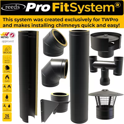 Black Twin Wall Flue Pipe 6 Inch Stoves 25 Year Warranty Matt Black Pipe 150mm • £20