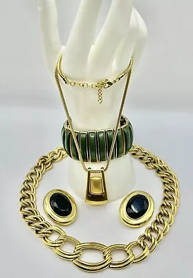 Bold & Gold Estate Jewelry Lot ~ Necklaces Bracelet & Earrings • $12.50