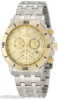 Invicta Men's 10468 Specialty Chronograph Gold Dial Stainless Steel Quartz Watch • £115.82