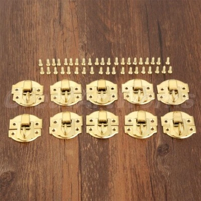 $5.71 • Buy 10x Retro Gold Box Latch Clasps Hasps Wooden/Wine/Gift/Jewelry Box Home Hardware