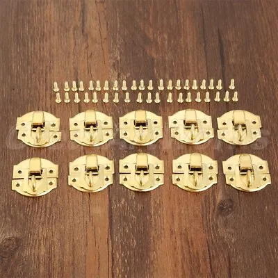 10x Retro Gold Box Latch Clasps Hasps Wooden/Wine/Gift/Jewelry Box Home Hardware • $5.71