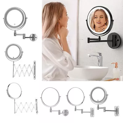 Wall Mounted 5x Magnifying Bathroom Mirror Shaving MakeUp Extending Chrome Black • £24.95