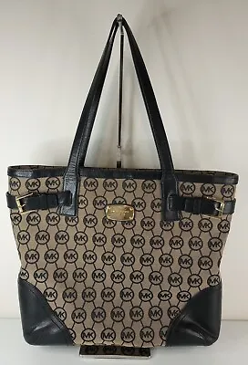 Women's Michael Kors Purse Black Mocha Tote Millbrook Large Handbag • $49.99
