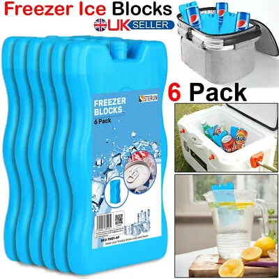6 X Freezer Blocks For Cool Cooler Bag Ice Packs For Lunch Box Picnic Reusable • £6.49