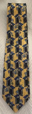 Ermenegildo Zegna 100% Silk Tie Necktie Italy Black Gray Blue Yellow • $24.98