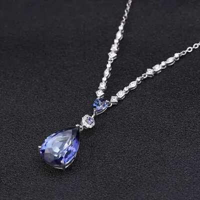 Natural Iolite Blue Mystic Quartz Gemstone 925 Sterling Silver Pendant Necklace • $55.87