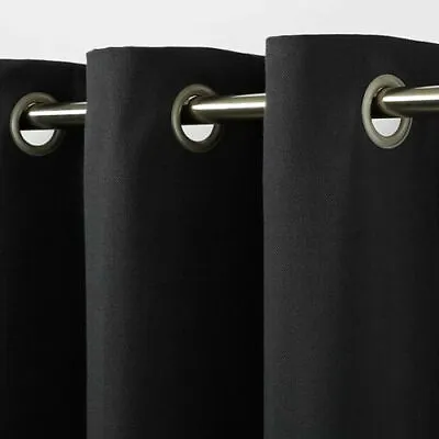 B&Q Taowa Black Very Dark Grey  Plain Single Ring Top Eyelet Curtain Panel X1 • £15.99