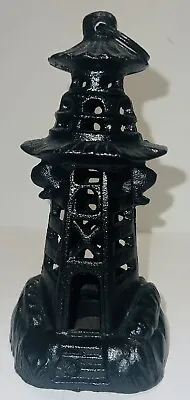 Vintage Pagoda Tea Light Cast Iron Asian Hanging Lantern • £38.54