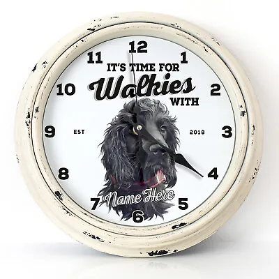 Personalised Kitchen Clock Cocker Spaniel Name Round Wall Glass Dog Gift DC02 • £22.95