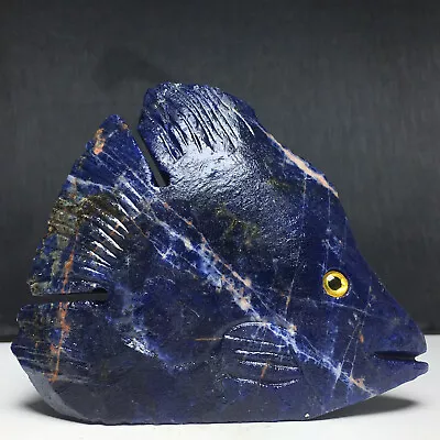 208g Natural Crystal Mineral Specimen. Sodalite. Hand-carved.  Exquisite Fish.QN • $2.25