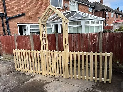 Garden Arch With A Gate And Picket Fence. Garden Dog Barrier • £250