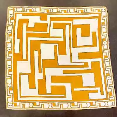 ***Vtg ICONIC GEOMETRIC Print EMILIO PUCCI HAND ROLLED  SILK SQUARE SCARF 26  ** • $125