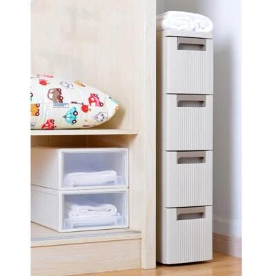 $37.59 • Buy 4-Tire Rolling Cart Organizer Unit With Wheels Narrow Slim Container Cabinet