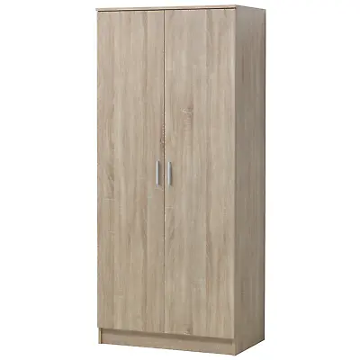 Wardrobe Bedroom Furniture 2 Door Cupboard Shelves Clothes Rail Cabinet 4 Colour • £122