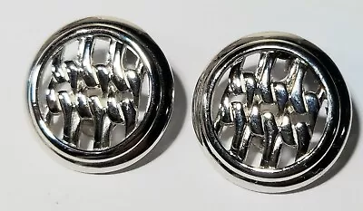 Vintage Monet Round Silver Tone Clip On Earrings Signed • $9