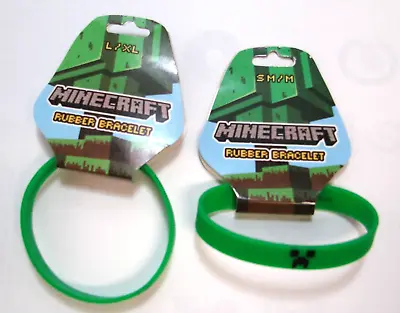 Lot Of 2 JINX Minecraft Creeper Rubber Bracelet Brand New Size S/M And L/XL • $6