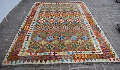 6'7 X 9'10 Handmade Afghan Tribal Khotrang Wool Area Kilim Rug 7x10 Persian Rug • $399