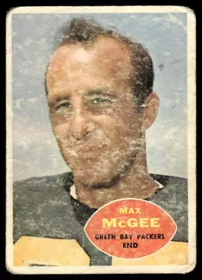 1960 Topps Football Card Max McGee Green Bay Packers #55 Poor • $1