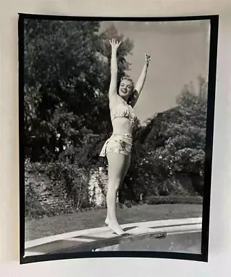 Marilyn Monroe Press Photo Poolside On Diving Board Bikini B&W • $62
