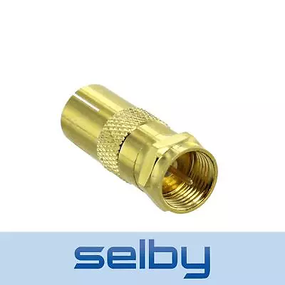 F-Type Male To PAL Female TV Aerial Antenna Flylead Adaptor Plug Gold Plated • $10