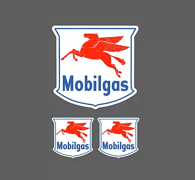 Mobilgas Mobil Gas Badge Oil Vintage Vinyl Decal Sticker 3 For 1 - Choose Size • $14.99