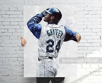 Ken Griffey Jr. Seattle Mariners Poster Canvas Baseball Print Sport Wall Art • $159.85