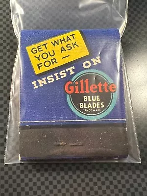 VINTAGE MATCHBOOK - GILLETTE BLUE BLADES - 5 FOR 25c - 10 FOR 49c  - UNSTRUCK! • $14.99