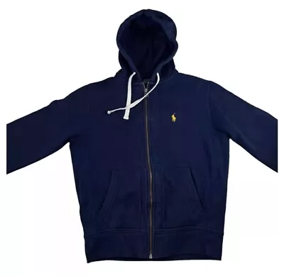 Polo By Ralph Lauren Navy Blue Zip Up Hoodie Jacket Size XL Embroidered Logo • £34.99