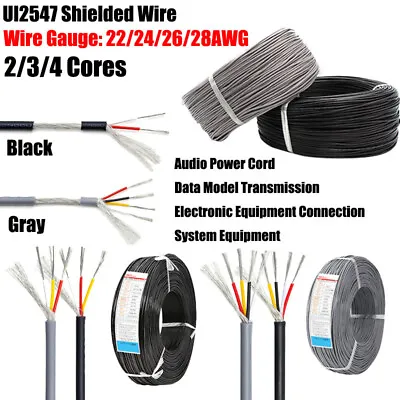 £1.78 • Buy 24-28AWG Flexible 2/3/4 Multicore Cable Shielded Wire Audio Signal Auto Data Car