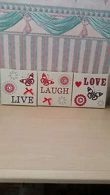 £4.67 • Buy Live Love Laugh Home Decor Canvas Wall Art 3 Picture Prints 7 By 7 Inch