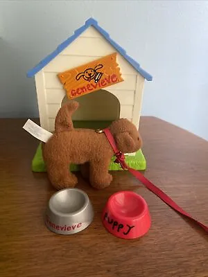 Madeline Genevieve Dog (2002) Dog House Floral (2003) And Bowls • $35