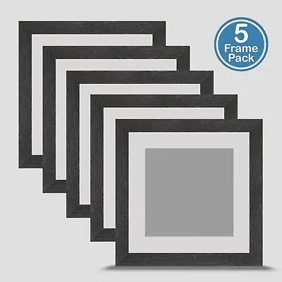 Grey Photo Frame 7x7 Inch Multi Pack X5 Incl Grey Mount 5x5 Print Art • £41
