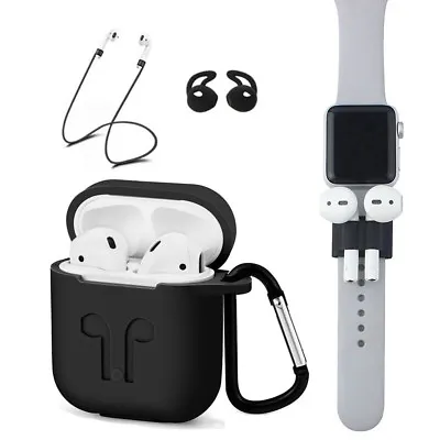 Silicone Case Cover Kit With Anti-Lost Strap Holder Ear Hook For Apple Airpods • $4.28