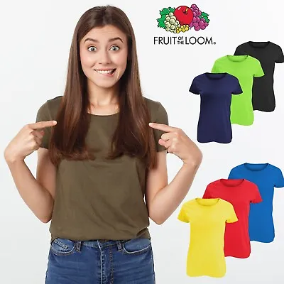 £3.99 • Buy Ladies Plain T-Shirts Womens Fruit Of The Loom Coloured Cotton Fitted Tee Shirts