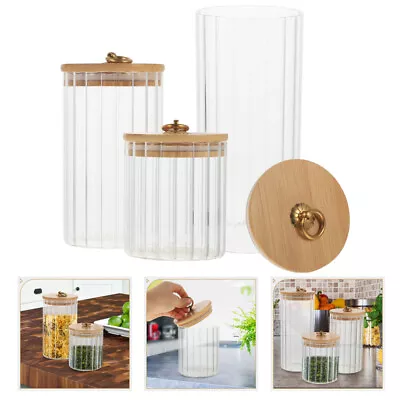  3 Pcs Alloy Glass Jar With Ring Lid Canisters Candy Buffet Containers • £33.29