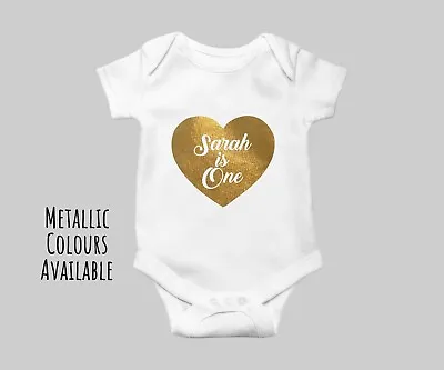 Gold Foil Personalised Baby Vest Grow Clothes Bodysuit Pregnancy Baby Shower • £6.99